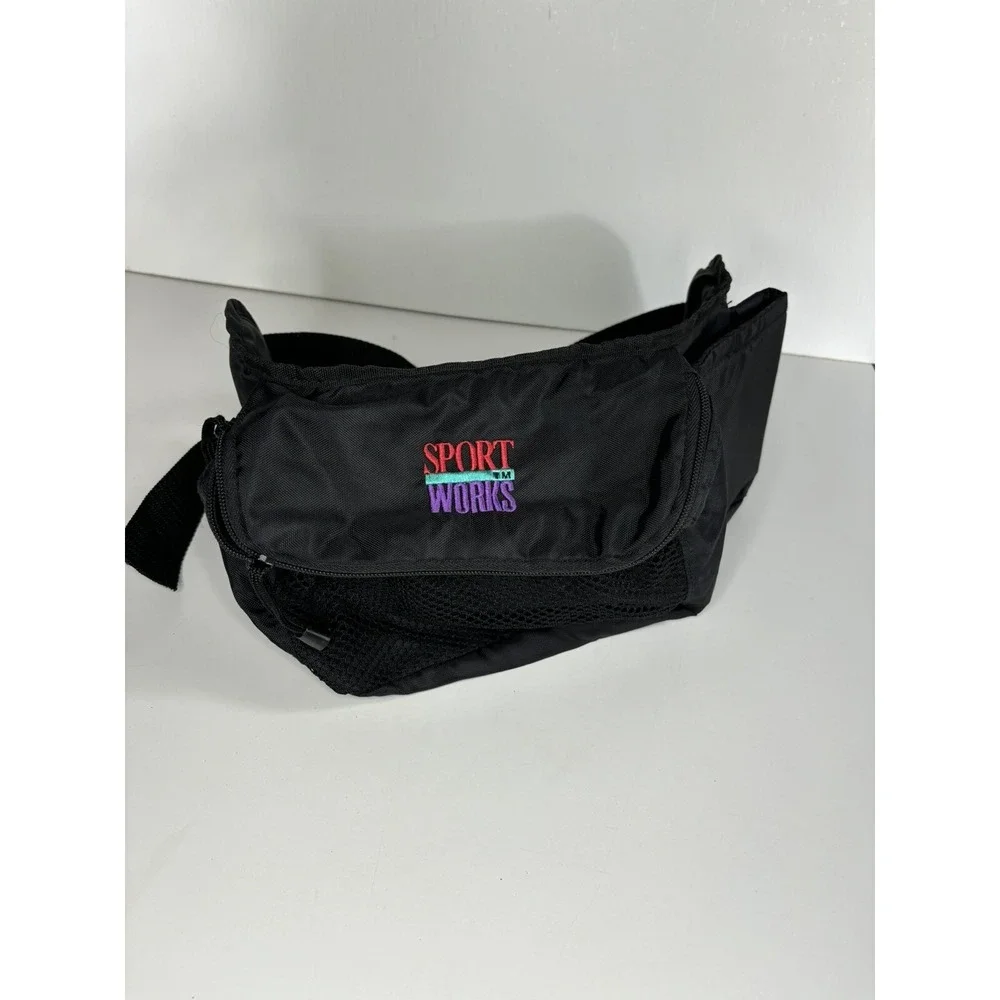Vintage Sport Works Waist Bag Fanny Pack Black Cup Holder